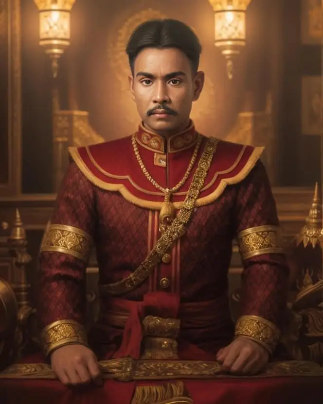 A portrait on an old Thai king